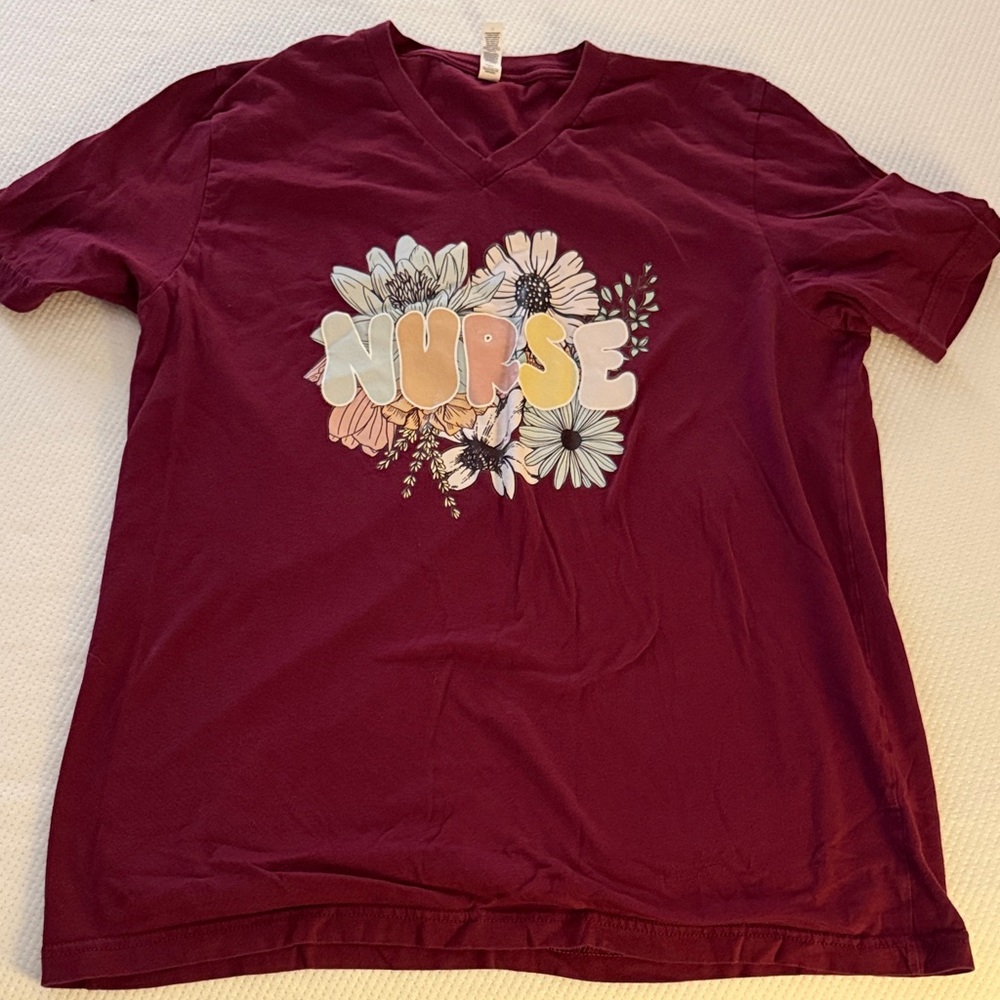 Floral Graphic Nurse V-neck T-Shirt